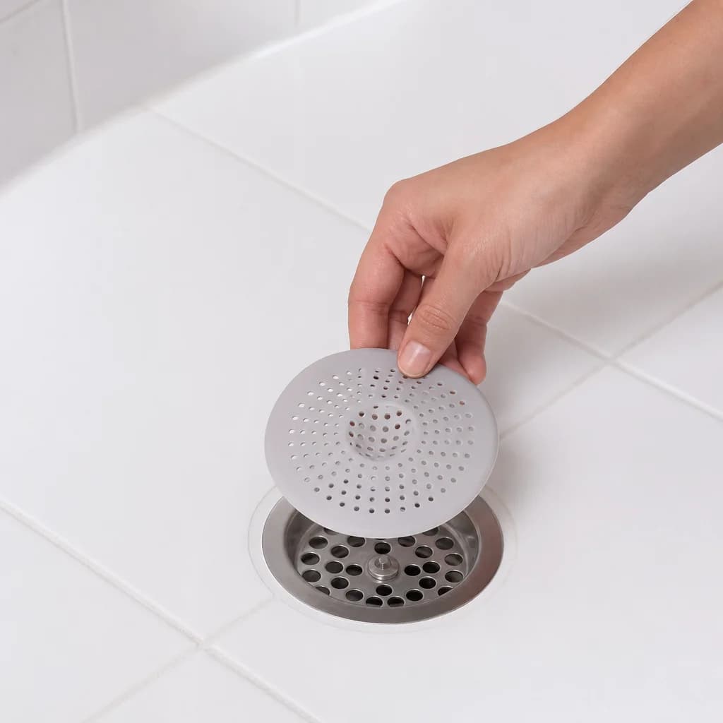 Place catcher over drain