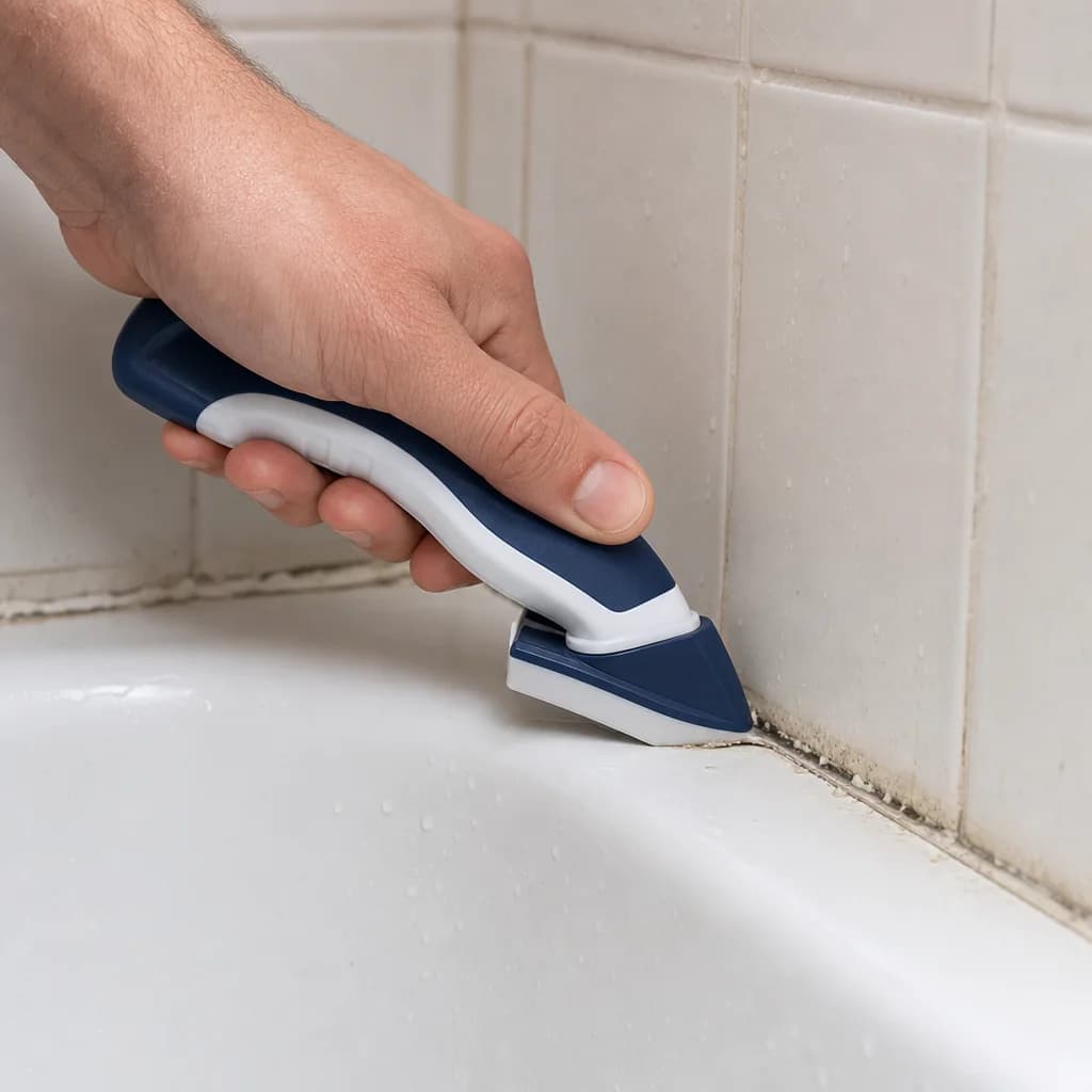 Remove old caulk with removal tool