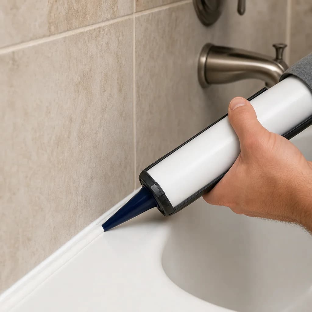Apply fresh caulk line